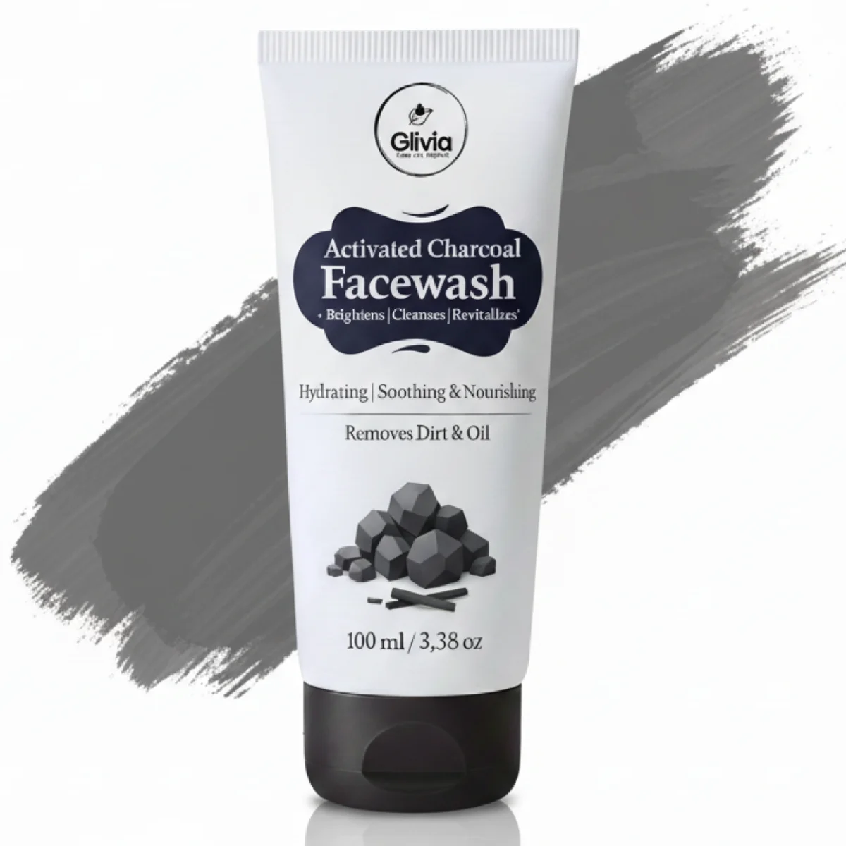 Glivia Activated Charcoal Face Wash, Deep Detoxification and Cleansing, Anti-Pollution, 100 ML (Pack Of 1)